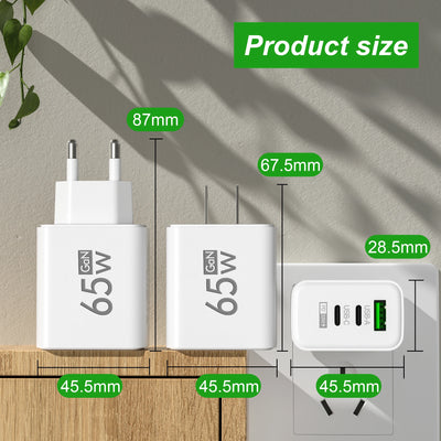 Total 65W Fast Charging USB C Charger Type C Mobile Phone Adapter
