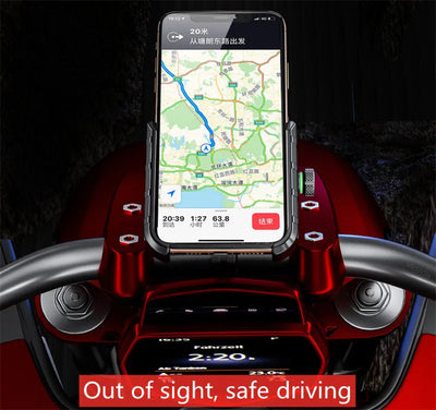 Aluminum Motorcycle Phone Holder Mount Moto Bicycle Handlebar Bracket 360 Rotating Cell Phone Stand for Motorcycle Bike Scooter