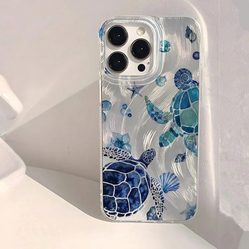 Summer Turtle Chiffon Texture Phone Case for Xiaomi Redmi Note 14 13 12 11 Pro