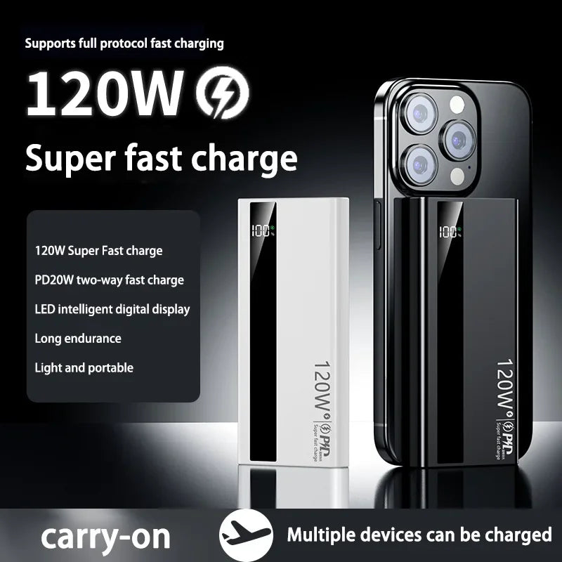 Xiaomi 120W Super Fast Charging Battery 200000mAh High Capacity Power Bank Digital Display Power Bank For Iphone Samsung Gift