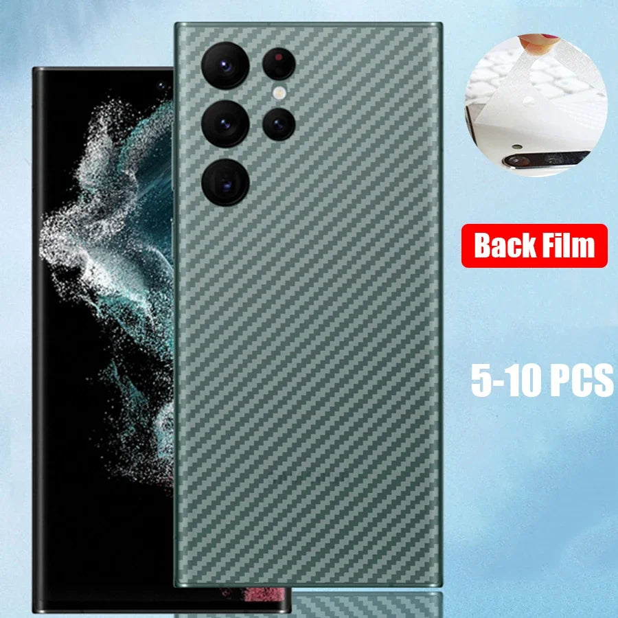 10Pcs/lot 3D Back Carbon Fiber Film For Samsung Galaxy S22 S21 S23 S24 S25 Ultra Matte Screen Protector Galaxy A52s A71 A72 M31s
