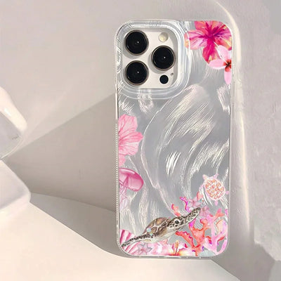 Summer Turtle Chiffon Texture Phone Case for Xiaomi Redmi Note 14 13 12 11 Pro