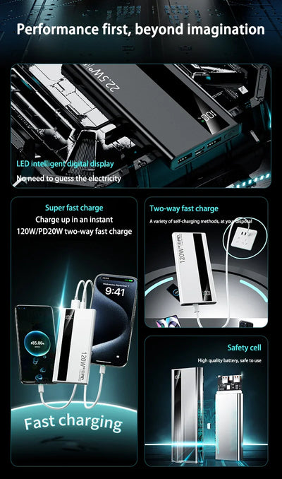 Xiaomi 120W Super Fast Charging Battery 200000mAh High Capacity Power Bank Digital Display Power Bank For Iphone Samsung Gift