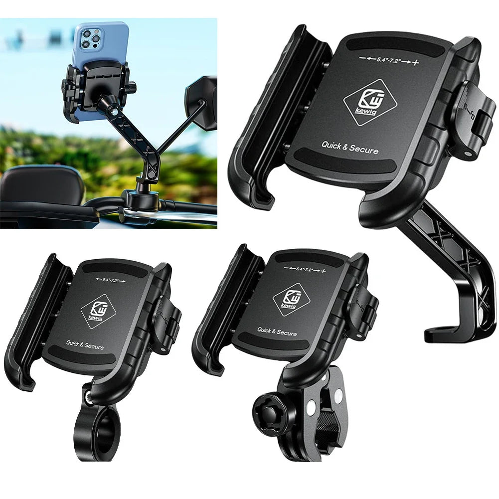 Aluminum Motorcycle Phone Holder Mount Moto Bicycle Handlebar Bracket 360 Rotating Cell Phone Stand for Motorcycle Bike Scooter