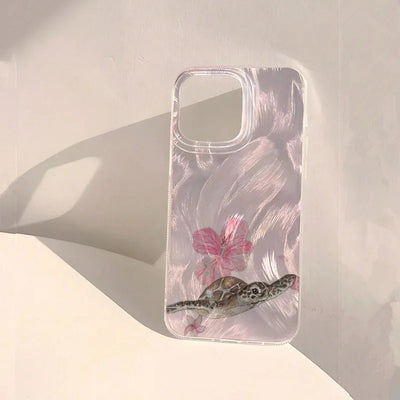 Summer Turtle Chiffon Texture Phone Case for Xiaomi Redmi Note 14 13 12 11 Pro