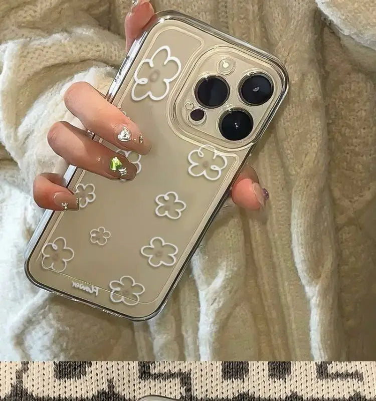 ins White Flower Case For Plus Shockproof Cases Bumper Clear Cover Transparent Phone Case