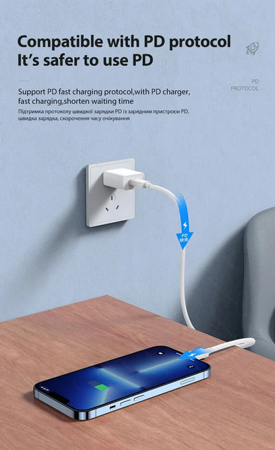 5Pcs 30W PD Fast Charging Cable For Apple iPhone 13 12 11 14 Pro Max Mini USB C Cable For X XR XS MAX 7 8 14 Plus 6 Accessories