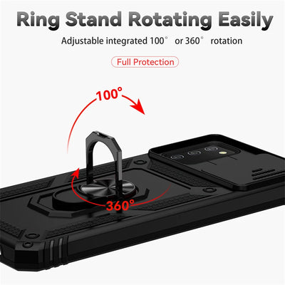 For Samsung Galaxy A02S A03S Case Slide Camera Protect Phone Case For Samsung A02 S A03 S Magnetic Ring Holder Armor Back Cover