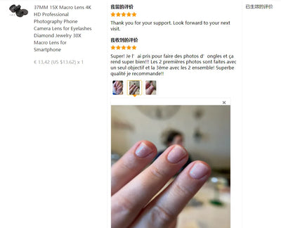 37MM 15X Macro Lens 4K HD Professional Photography Phone Camera Lens for Eyelashes Diamond Jewelry 30X Macro Lens for Smartphone