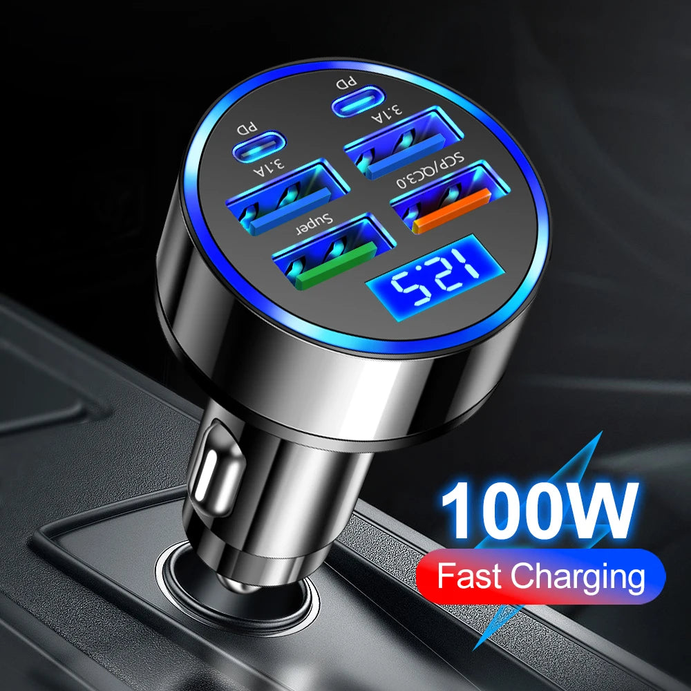 100W 6 Ports Car Charger