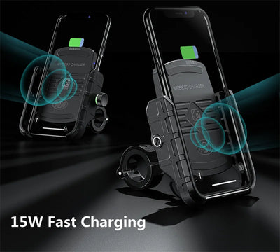 Aluminum Motorcycle Phone Holder Mount Moto Bicycle Handlebar Bracket 360 Rotating Cell Phone Stand for Motorcycle Bike Scooter