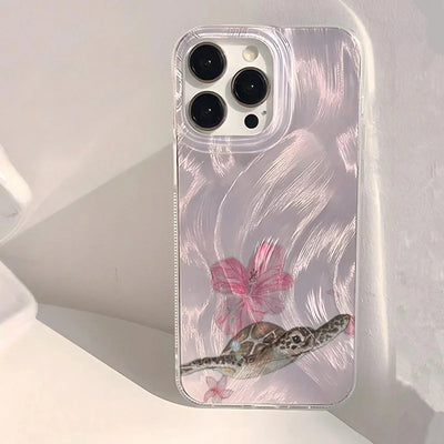 Summer Turtle Chiffon Texture Phone Case for Xiaomi Redmi Note 14 13 12 11 Pro