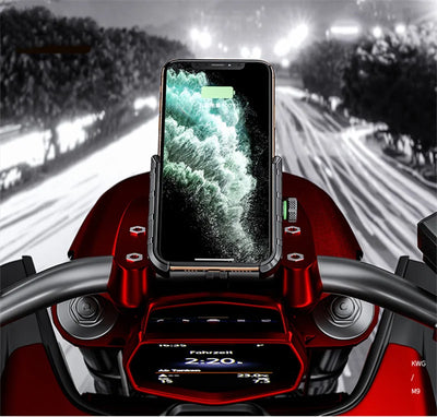 Aluminum Motorcycle Phone Holder Mount Moto Bicycle Handlebar Bracket 360 Rotating Cell Phone Stand for Motorcycle Bike Scooter