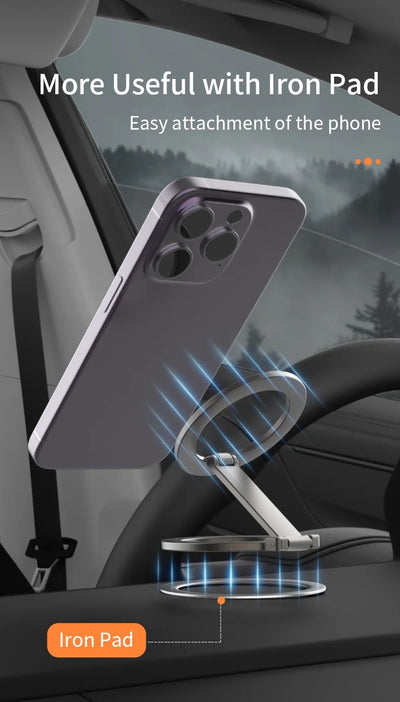 Foldable Double Sided Magnetic Phone Holder for Magsafe Gym Treadmill Universal Folding Car Holder Magnetic Smartphone Stand