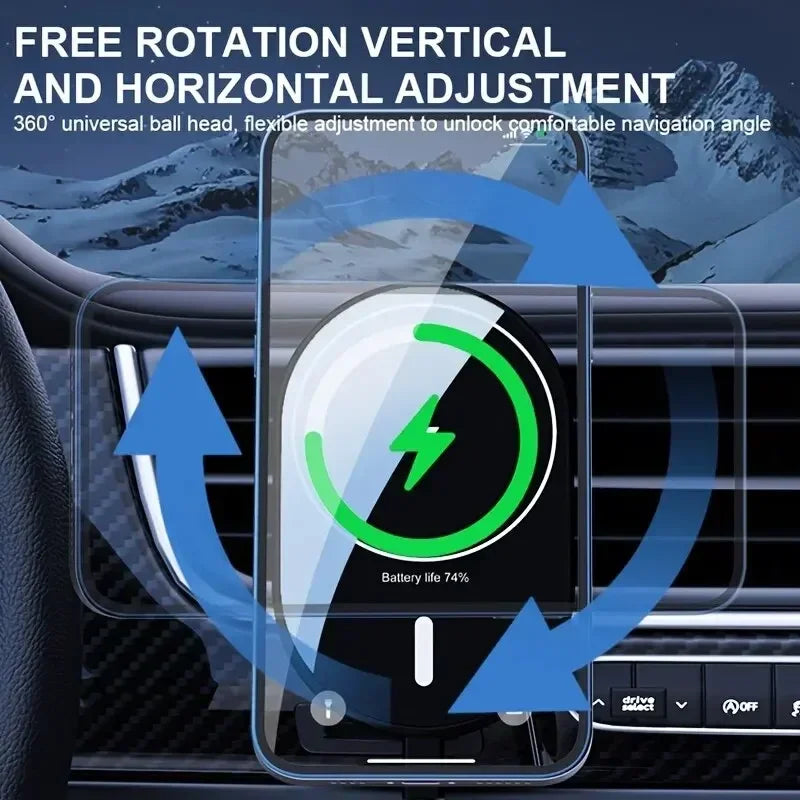 Magnetic Car Wireless Charger Macsafe for iPhone 12 13 14 15 Pro Max Air Vent Car Phone Holder Stand Fast Car Charging Station