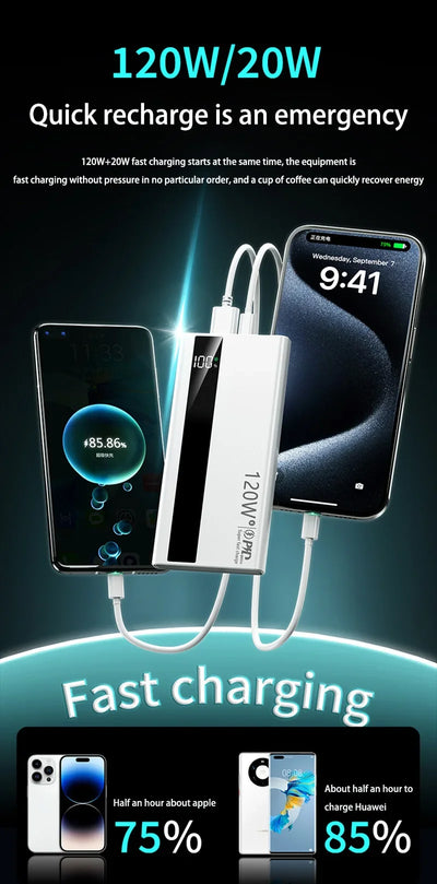 Xiaomi 120W Super Fast Charging Battery 200000mAh High Capacity Power Bank Digital Display Power Bank For Iphone Samsung Gift