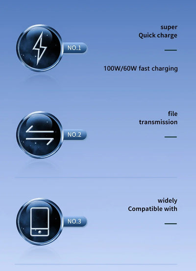 PD 100W  USB C to USB Type C Cable Fast Charge Data Cable For Huawei Samsung Xiaomi Macbook iPad Data Line Type C To Type C