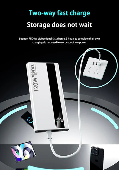 Xiaomi 120W Super Fast Charging Battery 200000mAh High Capacity Power Bank Digital Display Power Bank For Iphone Samsung Gift