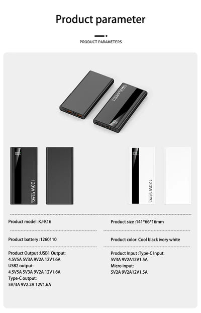 Xiaomi 120W Super Fast Charging Battery 200000mAh High Capacity Power Bank Digital Display Power Bank For Iphone Samsung Gift