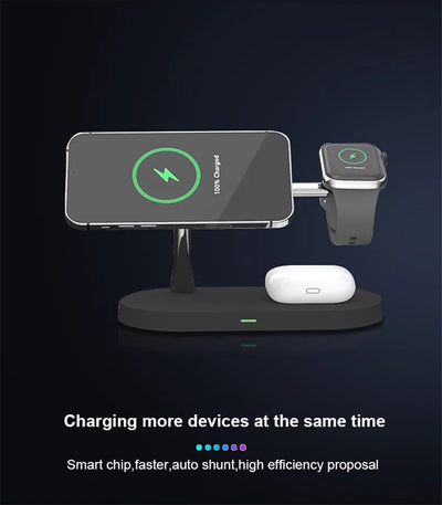 3 in 1 Magnetic Wireless Charger Stand For iPhone 14 13 12 Pro Max Apple Watch 8 7 Airpods Induction USB Fast Charging Station