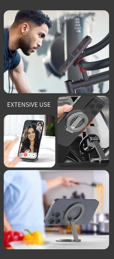 Foldable Double Sided Magnetic Phone Holder for Magsafe Gym Treadmill Universal Folding Car Holder Magnetic Smartphone Stand