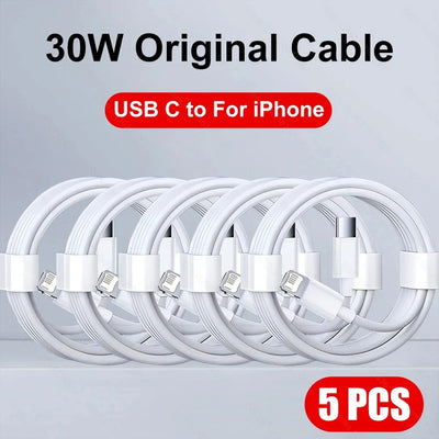 5Pcs 30W PD Fast Charging Cable For Apple iPhone 13 12 11 14 Pro Max Mini USB C Cable For X XR XS MAX 7 8 14 Plus 6 Accessories