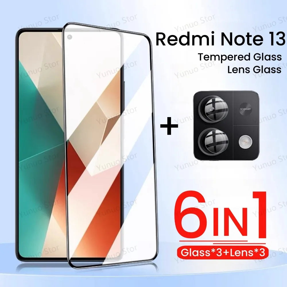 6in1 Tempered Glass For Redmi Note 13 Pro Protective Glass