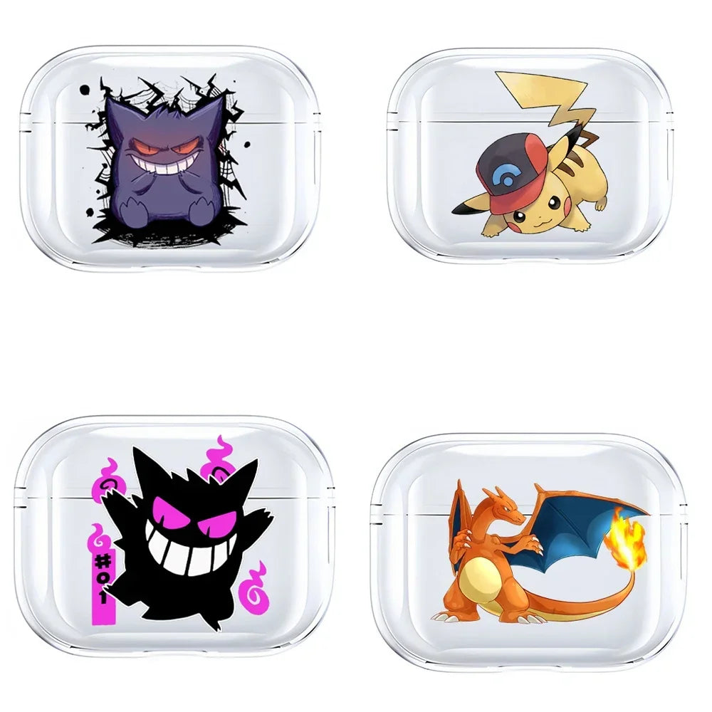 Anime Pokemon Gengar Pikachu Snorlax Charizard Earphone Shell Be Applicable AirPods Pro 1 2 3 4 Transparent Protective Case
