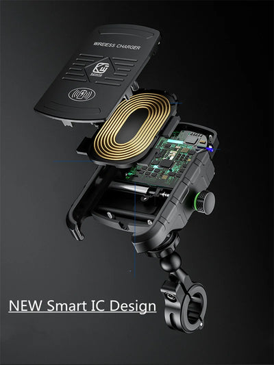 Aluminum Motorcycle Phone Holder Mount Moto Bicycle Handlebar Bracket 360 Rotating Cell Phone Stand for Motorcycle Bike Scooter