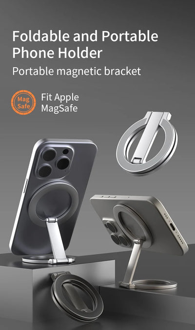 Foldable Double Sided Magnetic Phone Holder for Magsafe Gym Treadmill Universal Folding Car Holder Magnetic Smartphone Stand