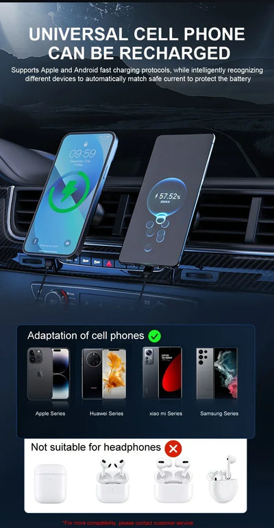 Magnetic Car Wireless Charger Macsafe for iPhone 12 13 14 15 Pro Max Air Vent Car Phone Holder Stand Fast Car Charging Station