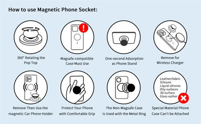 Magnetic Folding Mobile Phone Grip Holder Socket Pocket Support for Magsafe IPhone Mac Samsung Safe Ring Finger Expanding Stand